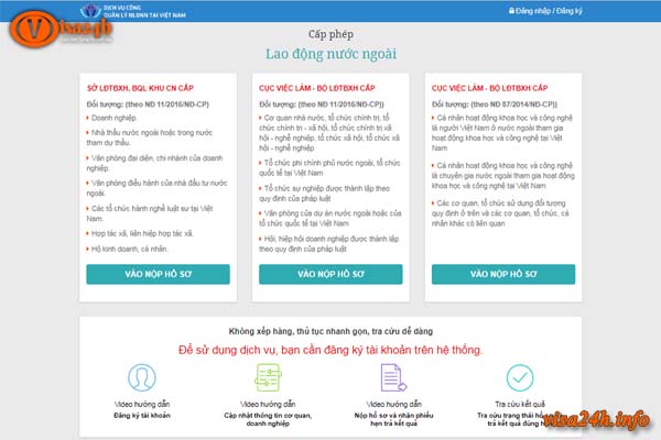 Giấy phép lao động trực tuyến qua cổng thông tin điện tử