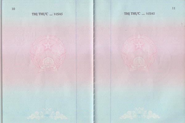 Trang dán visa trên Hộ chiếu Việt Nam